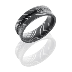 Damascus Steel 7mm Concave Band