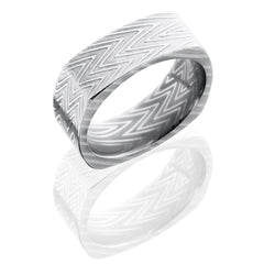 Zebra Patterned Damascus Steel 8mm Flat, Square Band