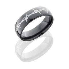 Zirconium 7mm Domed Band with Grooved Edges
