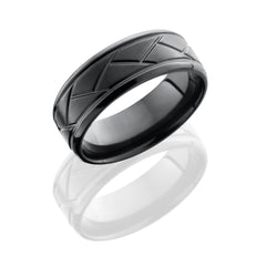 Zirconium 8mm Beveled Band with Weave Pattern