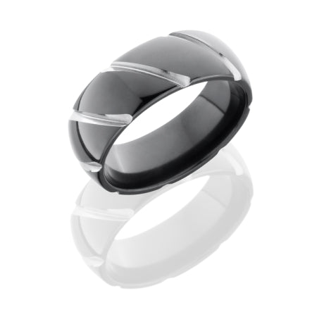 Zirconium 8mm Domed Band with Striped Pattern