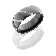 Zirconium 8mm Domed Band with Striped Pattern
