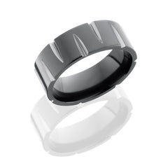 Zirconium 8mm Flat Band with Gouged Pattern