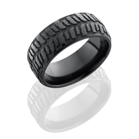 Zirconium 9mm Domed Band with Bogger Pattern