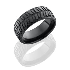Zirconium 9mm Domed Band with Bogger Pattern