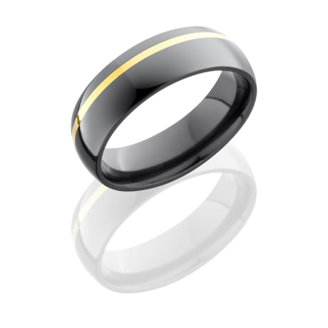 Zirconium 6mm Domed Band with 1mm 14KY