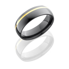 Zirconium 6mm Domed Band with 1mm 14KY