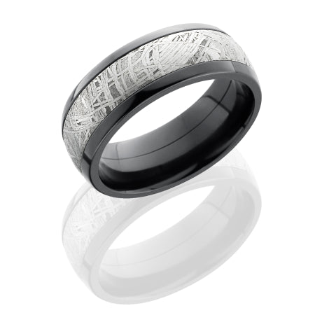 Zirconium 8mm Domed Band with 5mm Meteorite