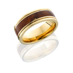 Solid diamond ring with custom beveled edge design. Includes a flush-set diamond with a polish finish.