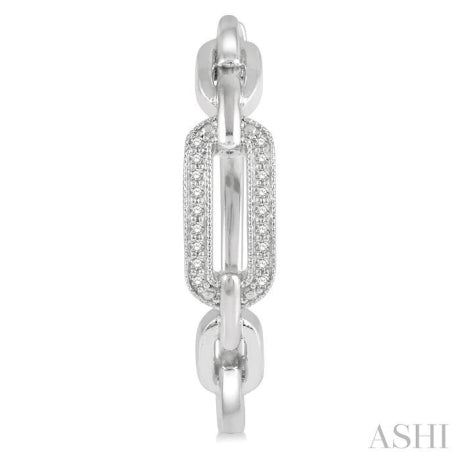 1/10 Ctw Round Cut Diamond Paper Clip Hoop Earring in Sterling Silver