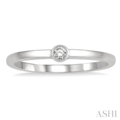 1/20 Ctw Lightweight Bezel Set Round Cut Diamond Petite Ring in 10K White Gold