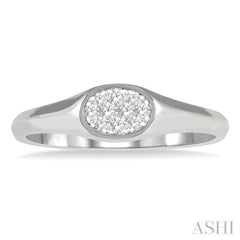 1/8 Ctw Oval Shape Lovebright Diamond Ring in 14K White Gold