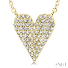 1/4 Ctw Heart Charm Round Cut Diamond Fashion Necklace in 10K Yellow Gold