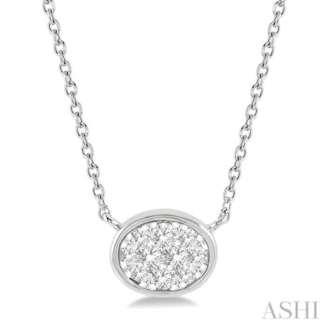 1/6 Ctw Oval Shape Lovebright Diamond Necklace in 14K White Gold