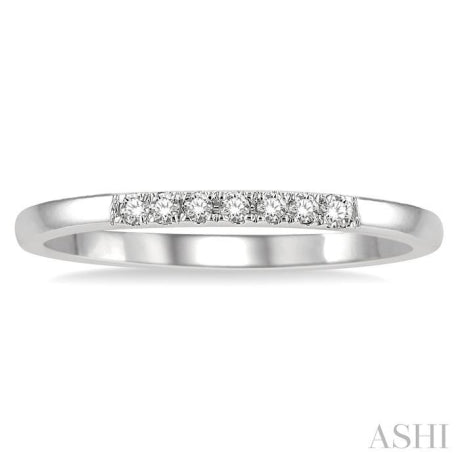 1/10 Ctw Straight Row Center Round Cut Diamond Stackable Fashion Band in 10K White Gold