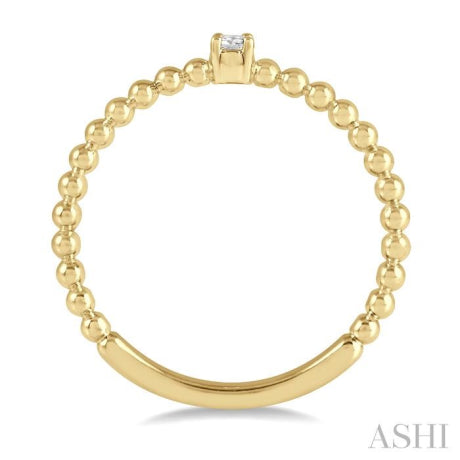 1/20 Ctw Ball Bead Shank Round Cut Diamond Petite Promise Ring in 10K Yellow Gold
