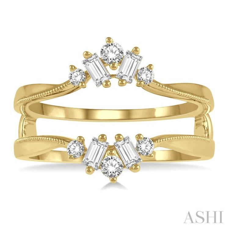 3/8 Ctw Baguette and Round Cut Diamond Insert Ring in 14K Yellow Gold