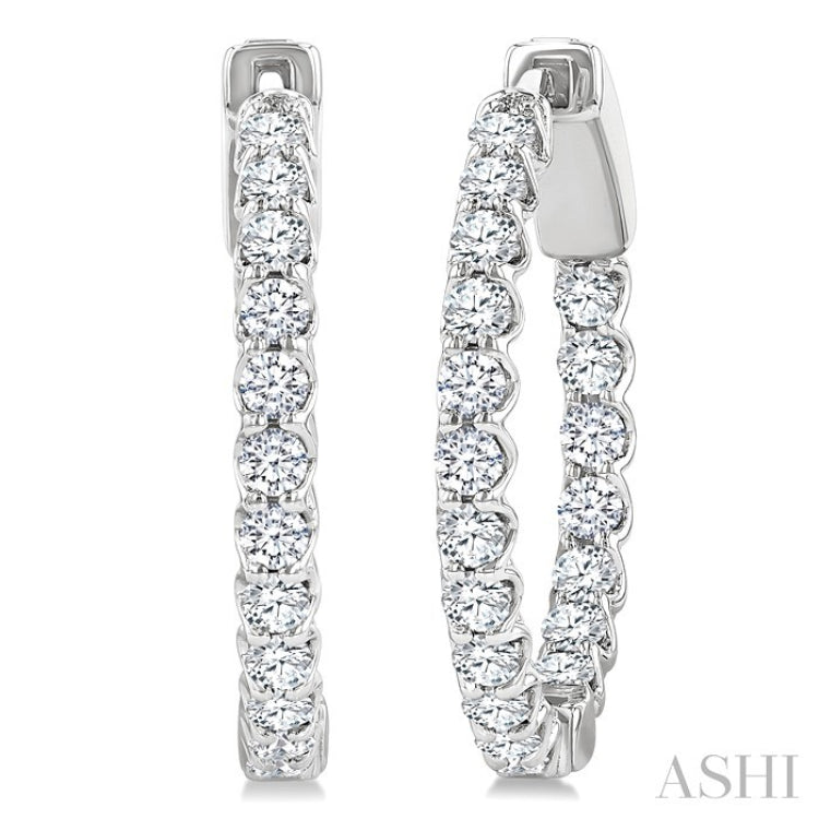 1 Ctw Inside-Out Round Cut Diamond Hoop Earrings in 14K White Gold
