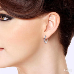 1.80 MM Round Shape Sapphire and 1/4 Ctw Round Cut Diamond Precious Hoop Earring in 10K White Gold