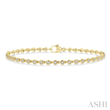 1 ctw Bezel Set Round Cut Diamond Tennis Bracelet in 14K Yellow Gold