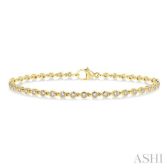 1 ctw Bezel Set Round Cut Diamond Tennis Bracelet in 14K Yellow Gold