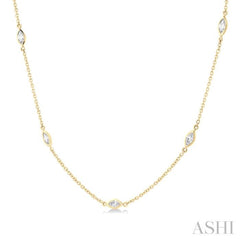 1 Ctw Marquise Cut Diamond Fashion Necklace in 14K Yellow Gold