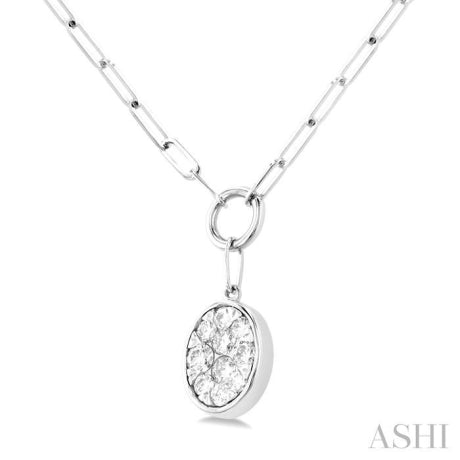 1/4 ctw Lovebright Oval Shape Round Cut Diamond Paper Clip Necklace in 14K White Gold