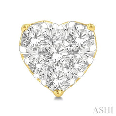 1/2 Ctw Heart Shape Lovebright Round Cut Diamond Stud Earring in 14K Yellow and White Gold