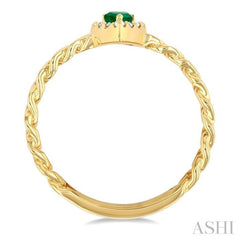 5x3 MM Pear Cut Emerald and 1/10 Ctw Curb & Cuban Link Round Cut Diamond Halo Precious Ring in 10K Yellow Gold