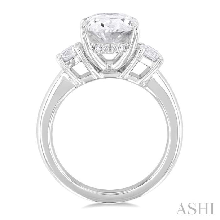 Oval Shape Past Present & Future Semi-Mount Diamond Engagement Ring