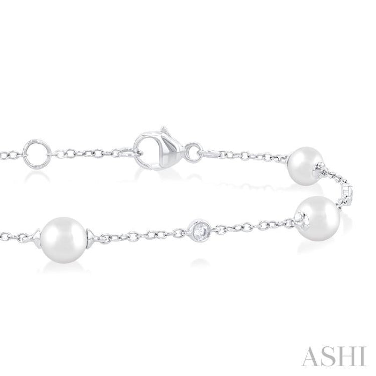 Pearl & Diamond Station Chain Bracelet