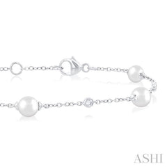 Pearl & Diamond Station Chain Bracelet