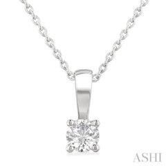 1/5 Ctw Prong Set Round Cut Diamond Solitaire Pendant With Chain in 14K White Gold