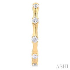 1/3 Ctw Bamboo Shoot Inspired Round Cut Diamond Fashion Half Hoop Earrings in 14K Yellow Gold