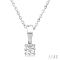1/6 Ctw Prong Set Round Cut Diamond Solitaire Pendant With Chain in 14K White Gold