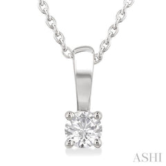 1/6 Ctw Prong Set Round Cut Diamond Solitaire Pendant With Chain in 14K White Gold