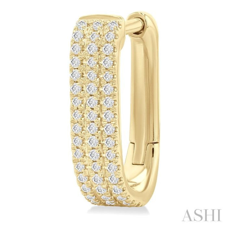 1/3 Ctw Triple Row Round Cut Diamond Hoop Earrings in 10K Yellow Gold