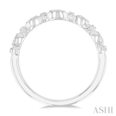 1/20 ctw Marquise Link Round Cut Diamond Wedding Band in 14K White Gold