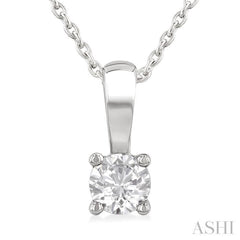 1/4 Ctw Prong Set Round Cut Diamond Solitaire Pendant With Chain in 14K White Gold
