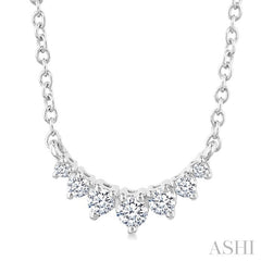 1/8 Ctw Graduated Petite Diamond Smile Necklace in 14K White Gold