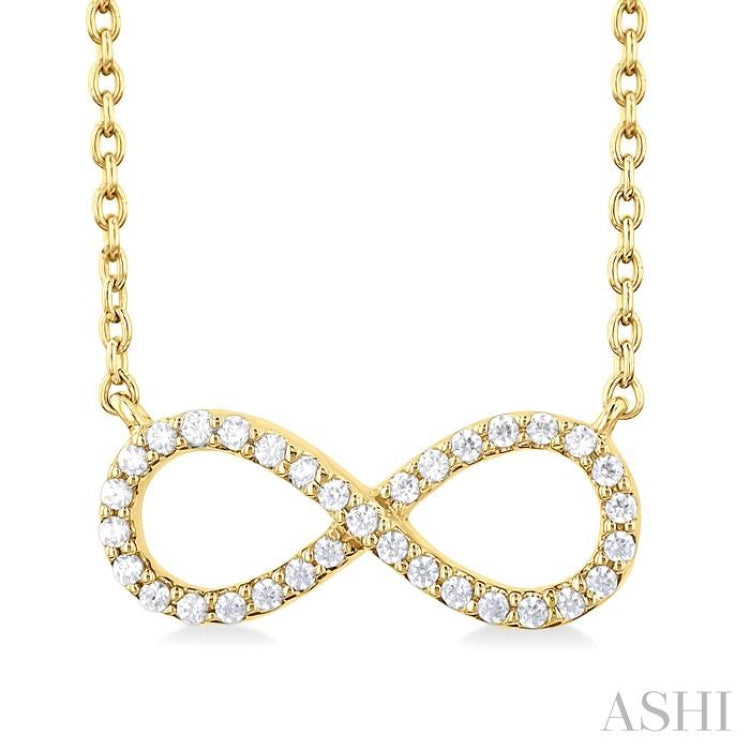 1/10 Ctw Round Cut Diamond Infinity Petite Pendant in 14K Yellow Gold