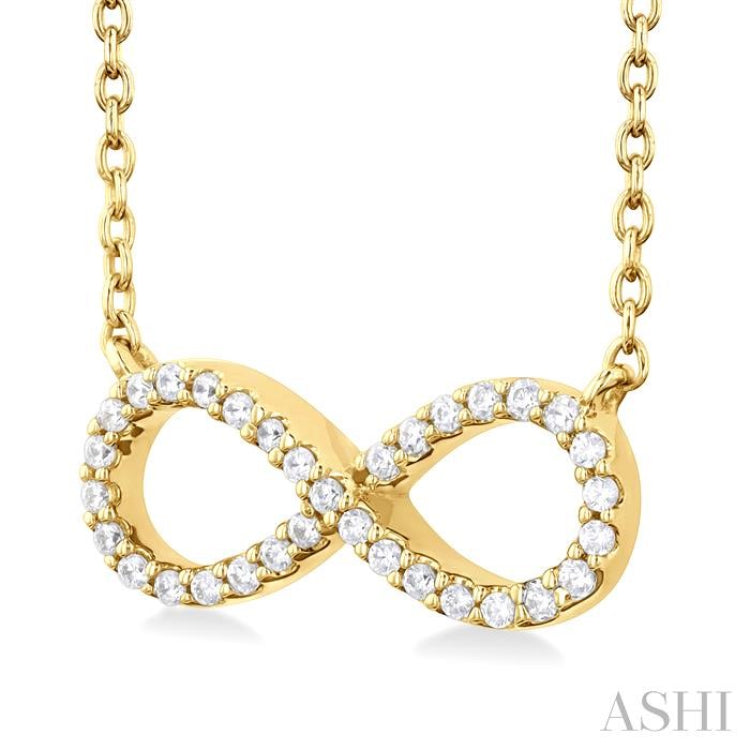 1/10 Ctw Round Cut Diamond Infinity Petite Pendant in 14K Yellow Gold
