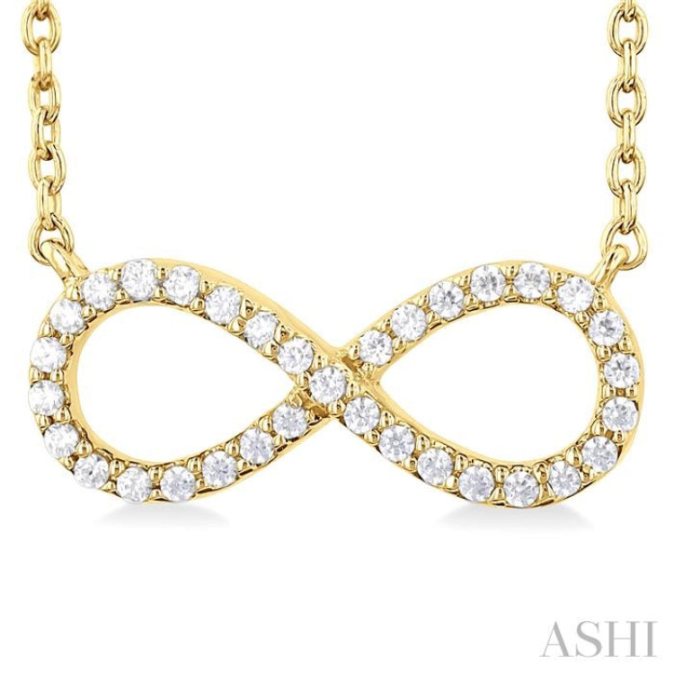 1/10 Ctw Round Cut Diamond Infinity Petite Pendant in 14K Yellow Gold