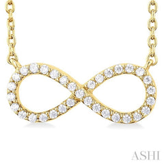 1/10 Ctw Round Cut Diamond Infinity Petite Pendant With Chain in 14K Yellow Gold
