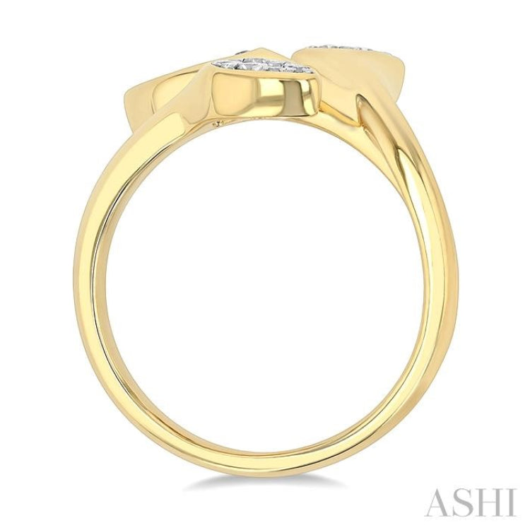 3/8 Ctw Lovebright Bypass Mixed Shape Mount Round Cut Diamond Fashion Ring in 10K Yellow and White Gold