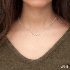 4.5 MM Round Shape Cultured Pearl and 1/6 Ctw Smile Round Cut Diamond Necklace in 10K Yellow Gold