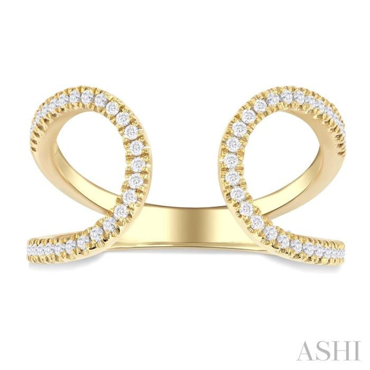 1/3 ctw Split U-Shaped Round Cut Diamond Open Fashion Ring in 10K Yellow Gold
