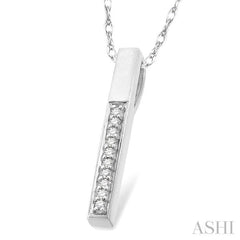 1/10 ctw Round Cut Diamond Stick Pendant in 10K White Gold with Chain