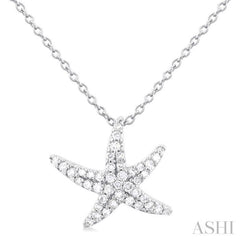 1/5 Ctw Petite Starfish Round Cut Diamond Fashion Pendant With Chain in 10K White Gold