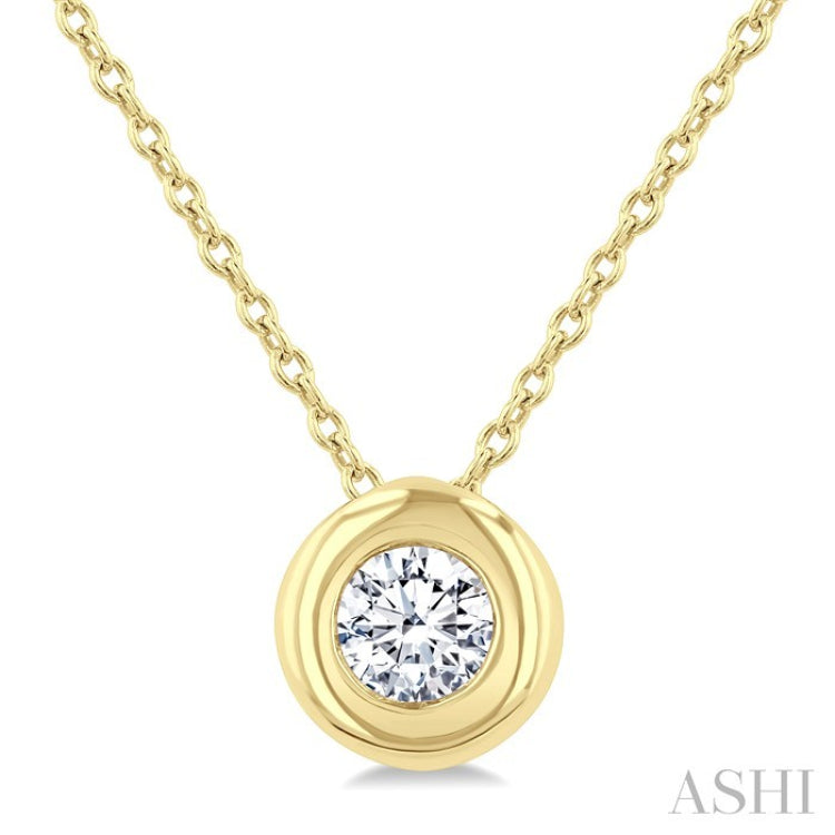 1/3 Ctw Bubble Bezel Set Round Cut Diamond Fashion Pendant With Chain in 14K Yellow Gold